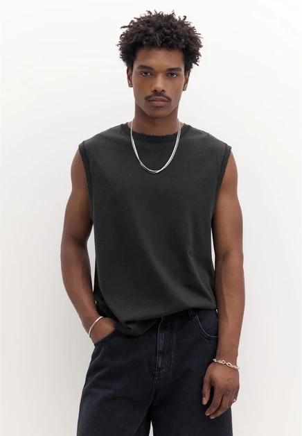 Мужская майка Pull&Bear, бело-черная