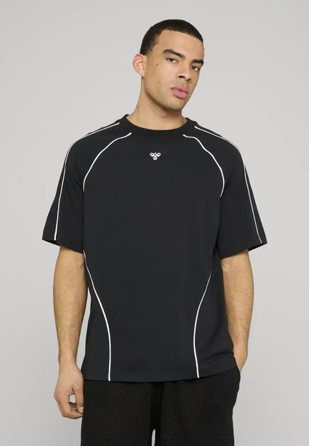 Мужская футболка Hummel Raglan Contrast, черно-белая