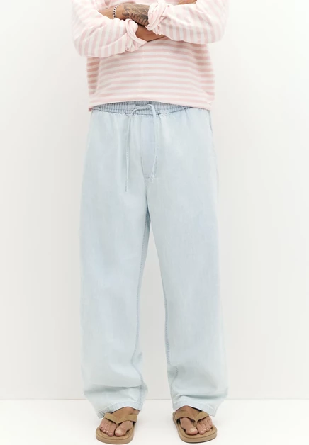 Мужские прямые джинсы Pull&Bear, голубые