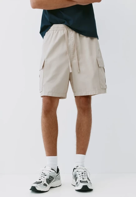 Мужские шорты Pull&Bear Cargo Bermuda, бежевые