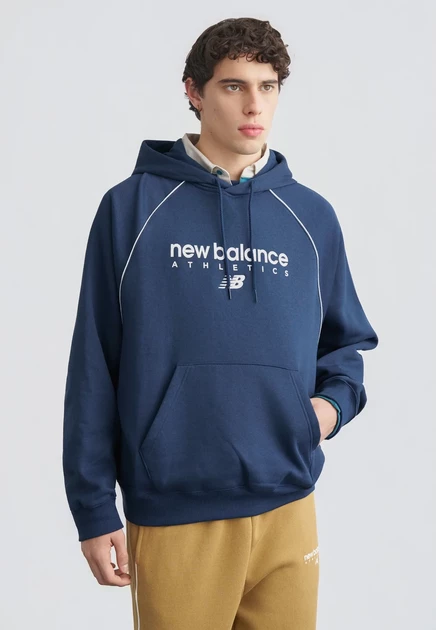 Унисекс худи New Balance Linear Graphic, темно-синее