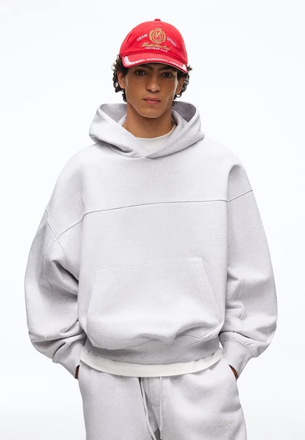 Мужское худи Bershka Boxy Fit, темно-серое