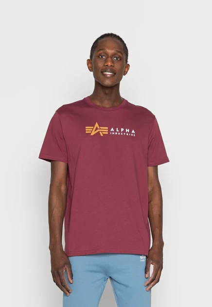 Мужская футболка Alpha Industries Label T, бордовая