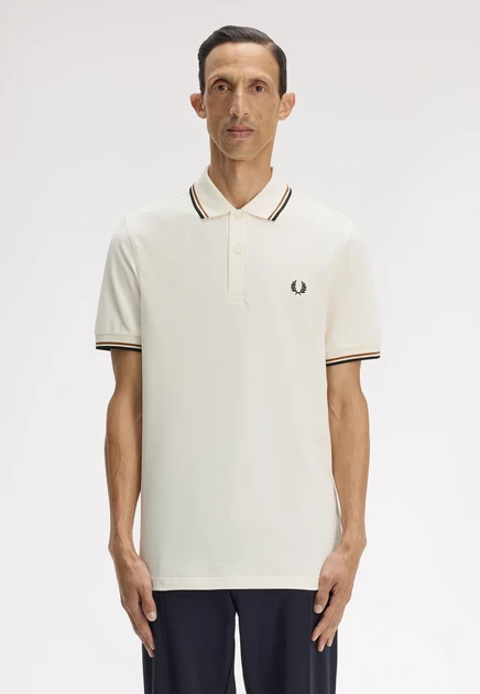 Мужское поло Fred Perry Twin Tipped, экрю, синее и черное