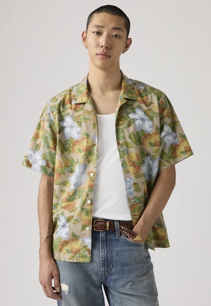 Мужская рубашка Levi's SUNSET CAMP, цветы, черная