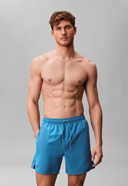 Calvin Klein Swimwear MEDIUM DRAWSTRING COVERED WAISTB - ICON SWIM - Swimming shorts - shoreline/misty cendre blue