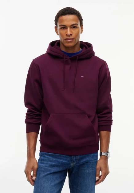Мужское худи Tommy Jeans Flag на молнии, ягодное