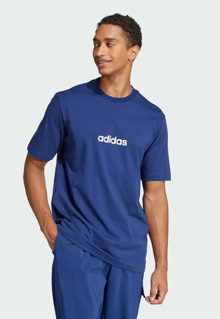 Мужская футболка adidas Essentials Linear, бело-сине-чёрная