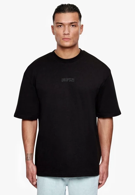 Мужская базовая футболка Dropsize Curved HD Logo, черная
