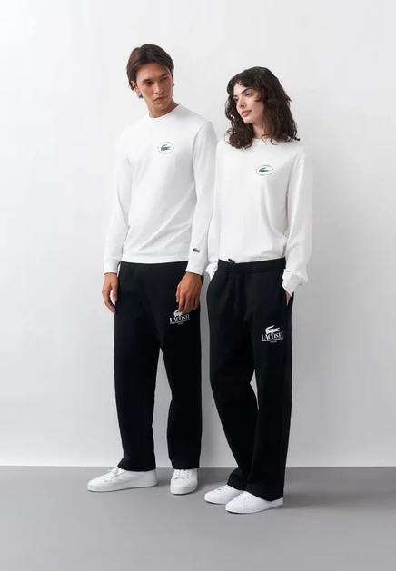 Футболка унисекс Lacoste с длинным рукавом, белая