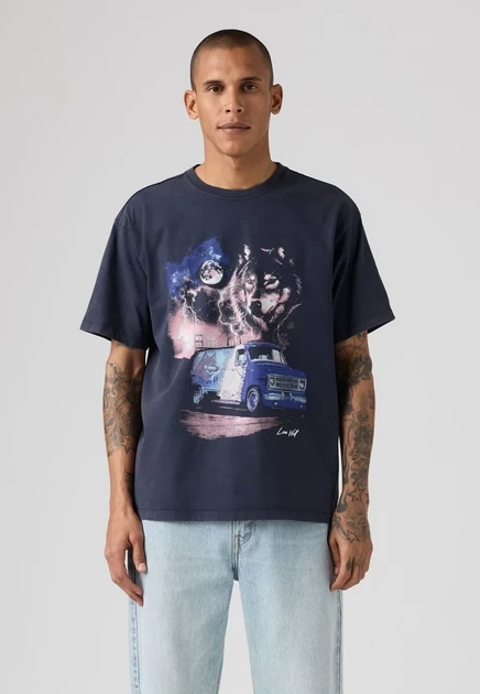 Levi's® VINTAGE FIT GRAPHIC TEE - Print T-shirt - botanical 2 castle wall nightfall navy