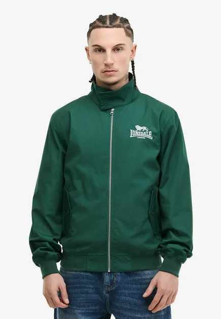 Мужской бомбер Lonsdale Classic, чёрно-зелёно-серебристый