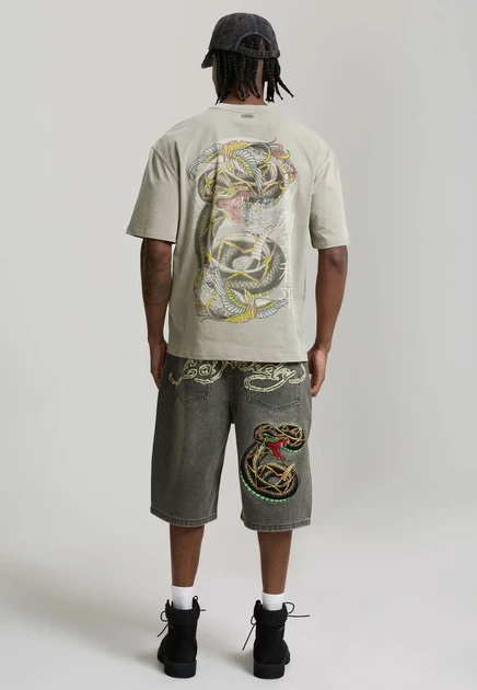 Мужская футболка Ed Hardy Snake Charmer, зелёная