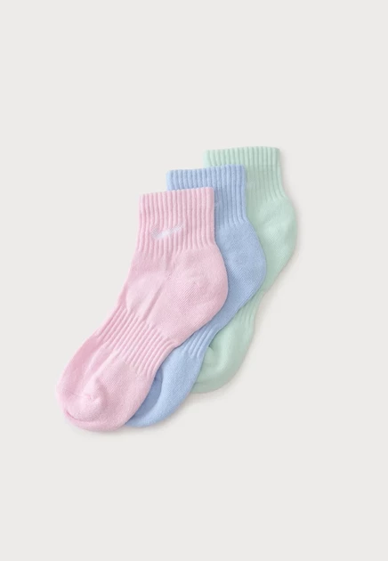 Носки Nike Everyday Cush Ankle, 3 пары, розово-сине-зеленые