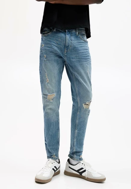 Мужские джинсы Pull&Bear Ripped Skinny Fit, синие