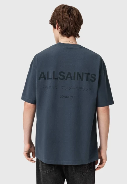 Мужская футболка AllSaints Underground Crew, черно-синяя