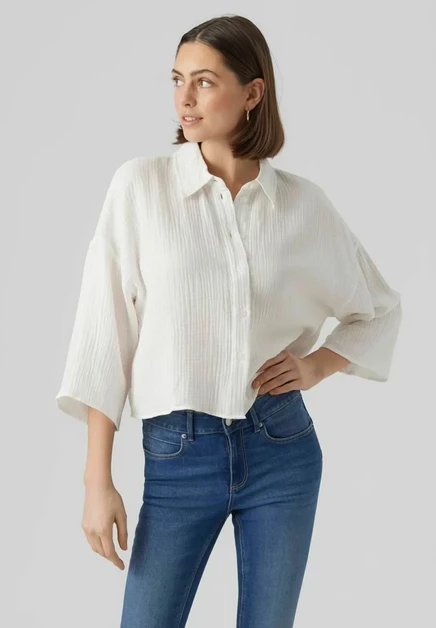 Женская блузка Vero Moda VMNATALI CROP, белая