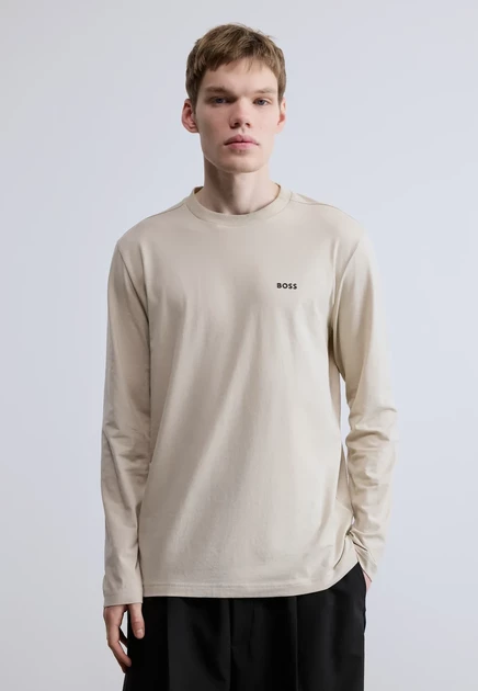 Мужской лонгслив Boss TEE LONG, светло-бежевый