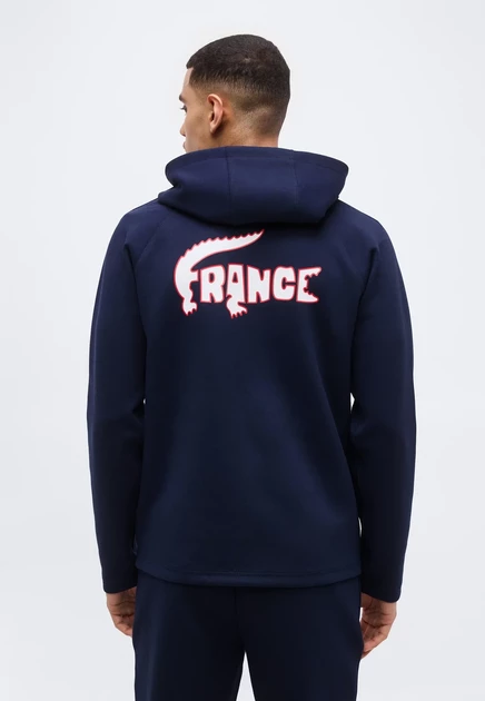 Мужская куртка Lacoste Sport Tennis Jacket French Team, белая и темно-синяя