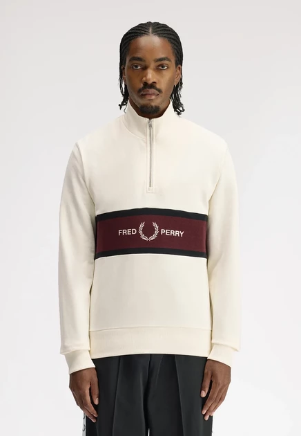 Мужской свитшот Fred Perry HALF ZIP, экрю