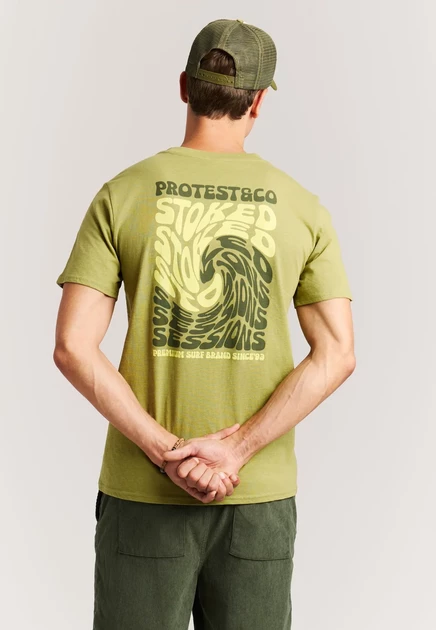 Мужская футболка с принтом Protest, зеленая
