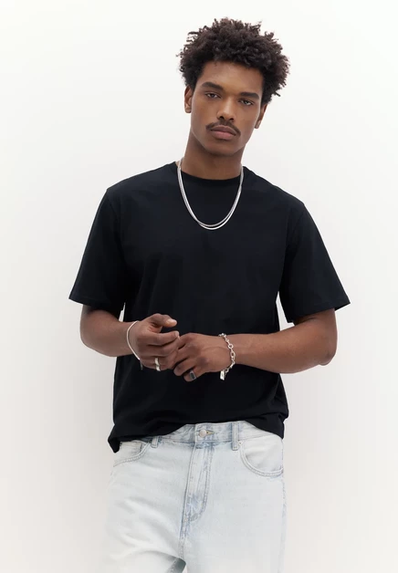 Мужская футболка Pull&Bear JOIN LIFE BASIC, черно-синяя