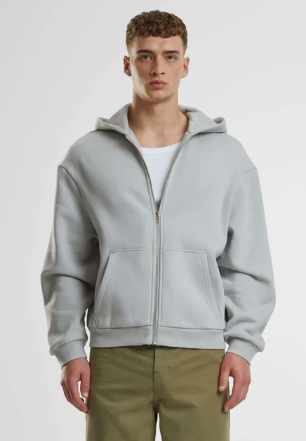 Мужское худи Urban Classics Fluffy Zip, бело-серое