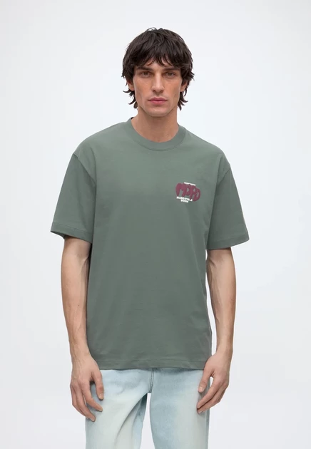 Marc O'Polo DENIM T-SHIRT, SSL, PRINT, RELAXED FIT - Print T-shirt - merlot red moss green
