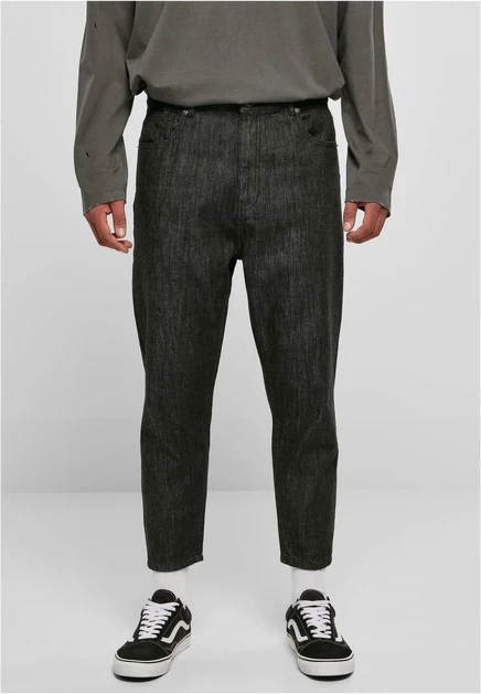 Urban Classics CROPPED TAPERED  - Jeans Tapered Fit - middeepblue realblack washed