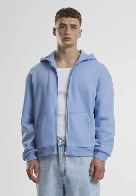 URBAN CLASSICS FLUFFY ZIP HOODY - Zip-up sweatshirt - white powderblue