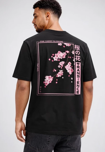 Мужская футболка Neverless Kirschblüten, черная