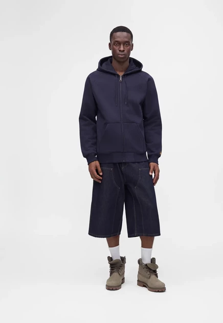 Carhartt WIP HOODED CHASE - Zip-up sweatshirt - heather grey dark navy/gold-coloured