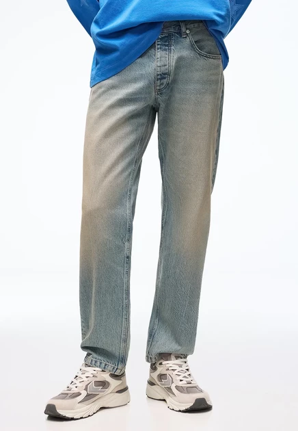 Мужские прямые джинсы Bershka Slim Fit, синие