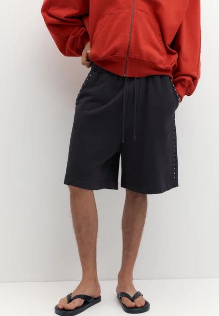 Мужские шорты Pull&Bear With Studs, темно-серые