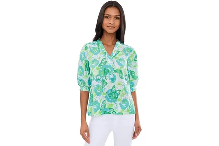 Женский льняной топ Lilly Pulitzer Mialeigh, бело-розовый