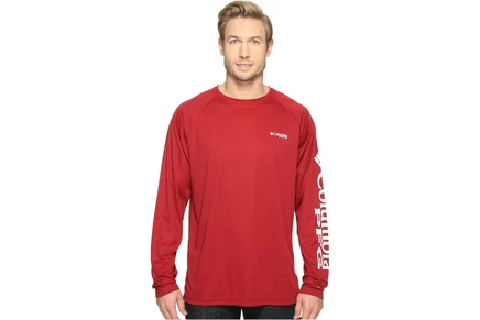 Мужской лонгслив Columbia Terminal Tackle, бордово‑белый