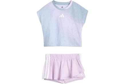 Детский комплект adidas Kids Aop, топ и юбка-шорты, светло-голубой
