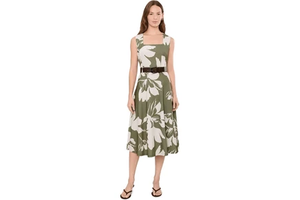 Платье Calvin Klein Square Neck Floral Belted A-Line Midi