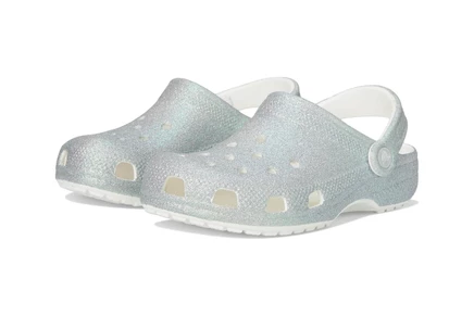 Детские сабо Crocs Kids Classic Glitter, белые