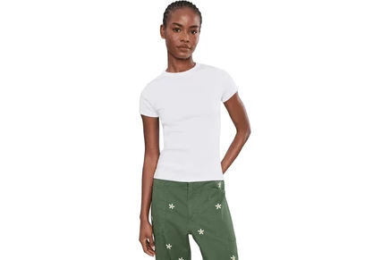 Женская футболка Madewell Ribbed Short Sleeve Crew Neck Tee with Center Back
