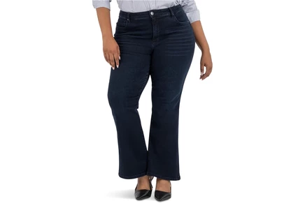 Джинсы KUT from the Kloth Plus Size Ana High-rise Fab Ab Flare-Baby Double Needle All Over