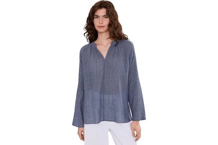 Женская футболка Eileen Fisher Cotton Microstripe Pucker Raglan Sleeve Top