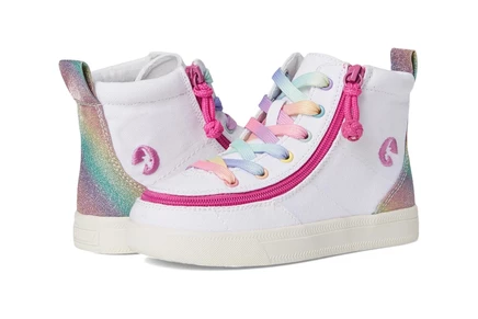 Детские кеды BILLY Classic Lace High, белые с радужным
