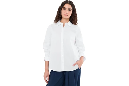 Топ Liverpool Los Angeles Adjustable Sleeve Button Front Woven Top