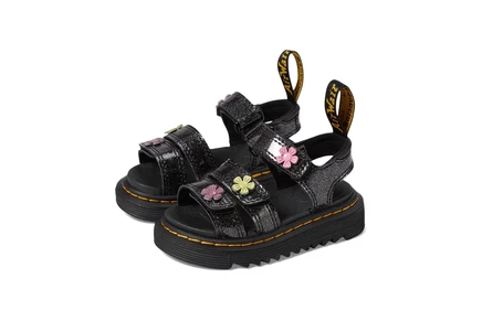 Детские сандалии dr. martens klaire, черные с глиттером