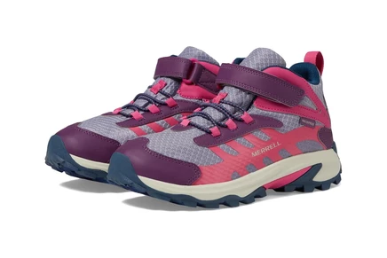 Детские ботинки Merrell Kids Moab Speed 2 Mid A/C водонепроницаемые, бордово‑синие