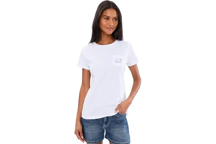 Женская футболка Vineyard Vines Vintage Whale Short Sleeve Pocket Tee