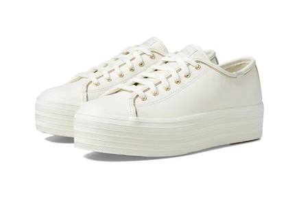 Женские кеды Keds Triple Up Leather, бело-золотые