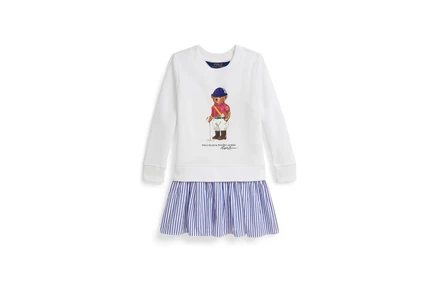 Платье Polo Ralph Lauren Kids Polo Bear Striped-skirt Fleece Dress (toddler/Little Kid)