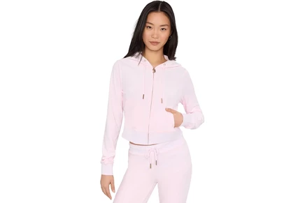 Женский свитшот Juicy Couture Luxe Velour Juicy Hoodie With Gold Back Bling